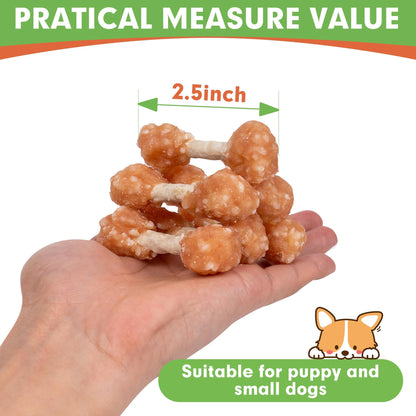 Small Dogs & Chicken Rawhide Dumbbells with Rice - MON2SUN