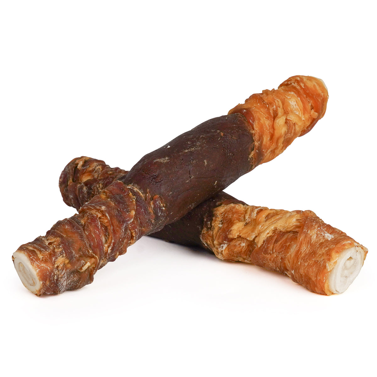 MON2SUN Dog Treats, 9 Inch Triple Flavor Wrapped Rawhide Rolls