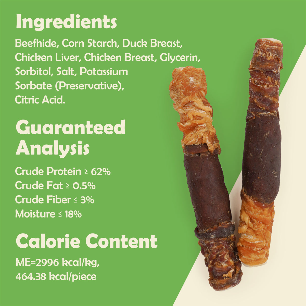 MON2SUN Dog Treats, 9 Inch Triple Flavor Wrapped Rawhide Rolls