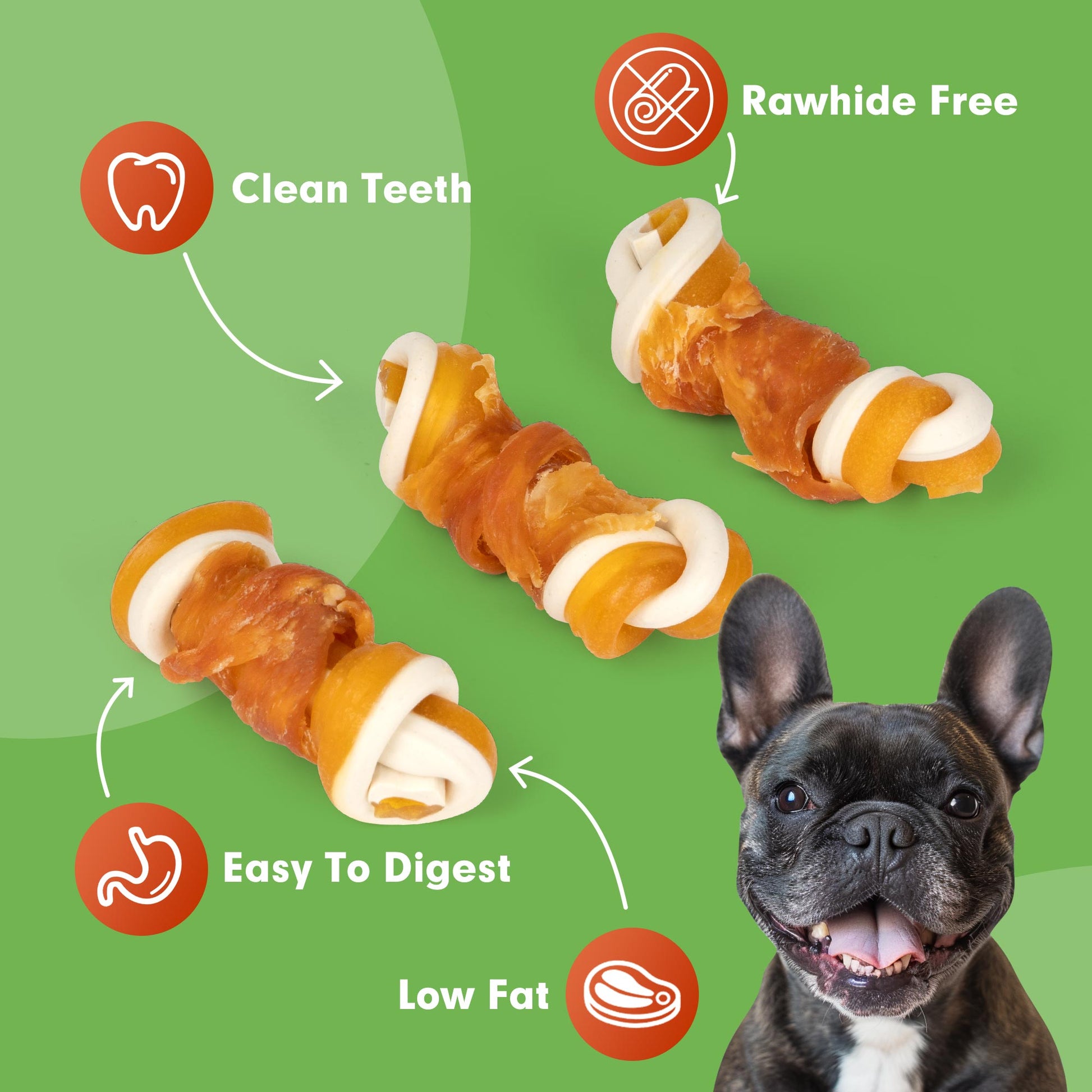 Small Dogs & Chicken Wrapped Mixed Vegetables Knot Bone Rawhide Free - MON2SUN