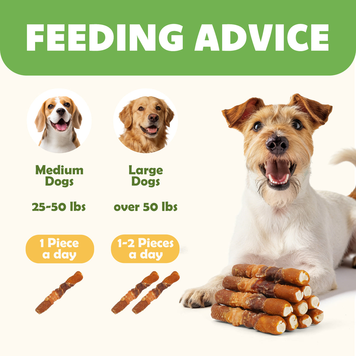 MON2SUN Dog Treats, 6 Inch Four Flavor Wrapped Rawhide Rolls