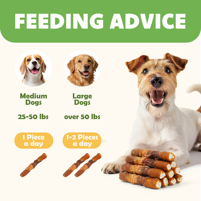 MON2SUN Dog Treats, 6 Inch Four Flavor Wrapped Rawhide Rolls