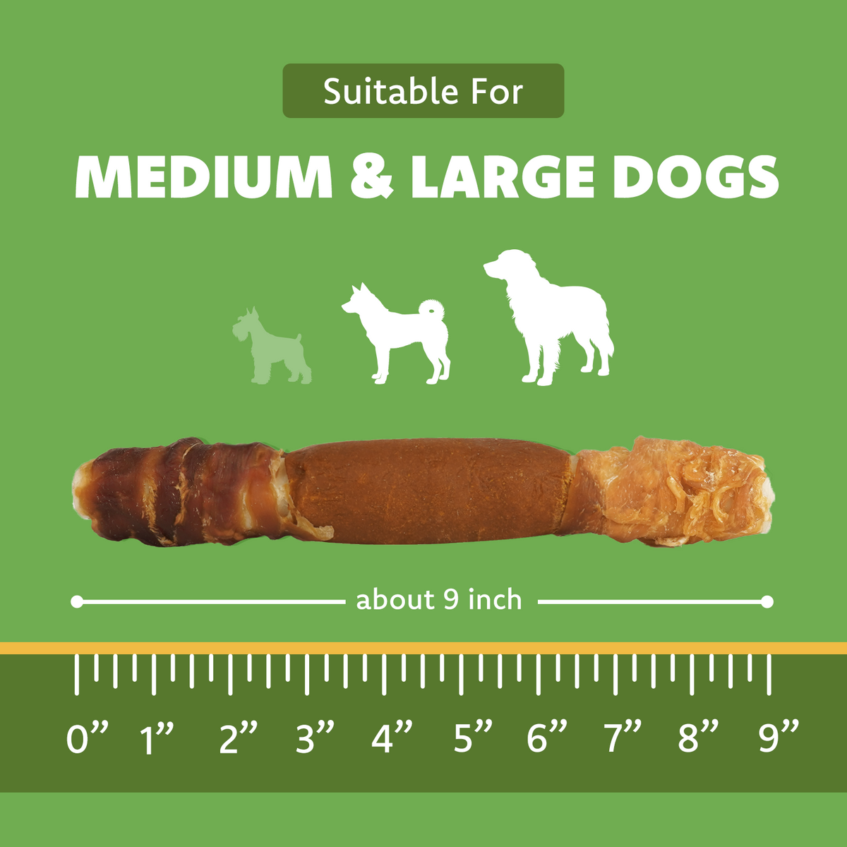 MON2SUN Dog Treats, 9 Inch Triple-Wrap Rawhide Rolls with Pumpkin