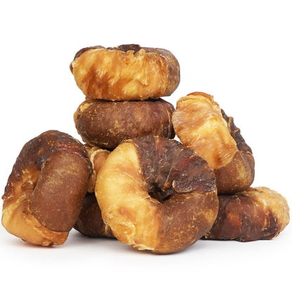 MON2SUN Dog Treats, 3-3.5 Inch Triple Flavor Wrapped Rawhide Donuts