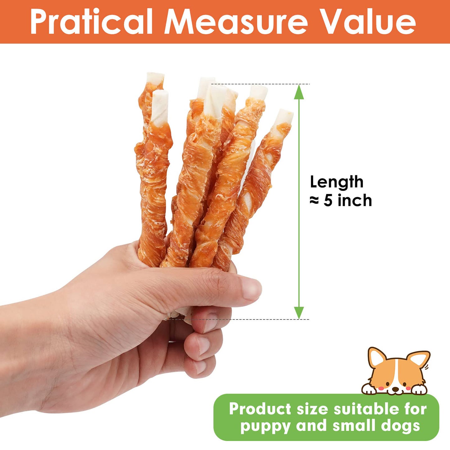 Puppy Small Dogs & Rawhide Twist Chicken Hide Sticks - MON2SUN