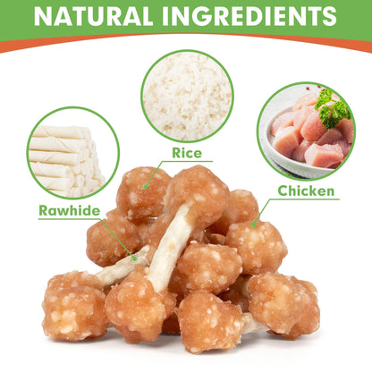 Small Dogs & Chicken Rawhide Dumbbells with Rice - MON2SUN